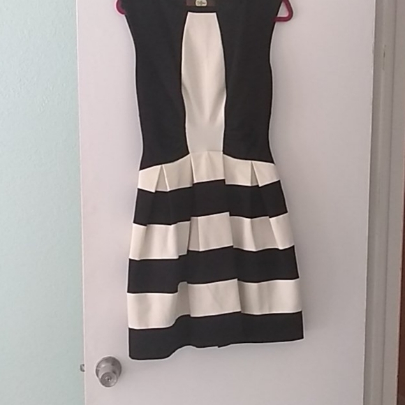 Anthropology Strata Eva Franco Black& White Fit and Flare plpreppy Classic Dress - Picture 7 of 10